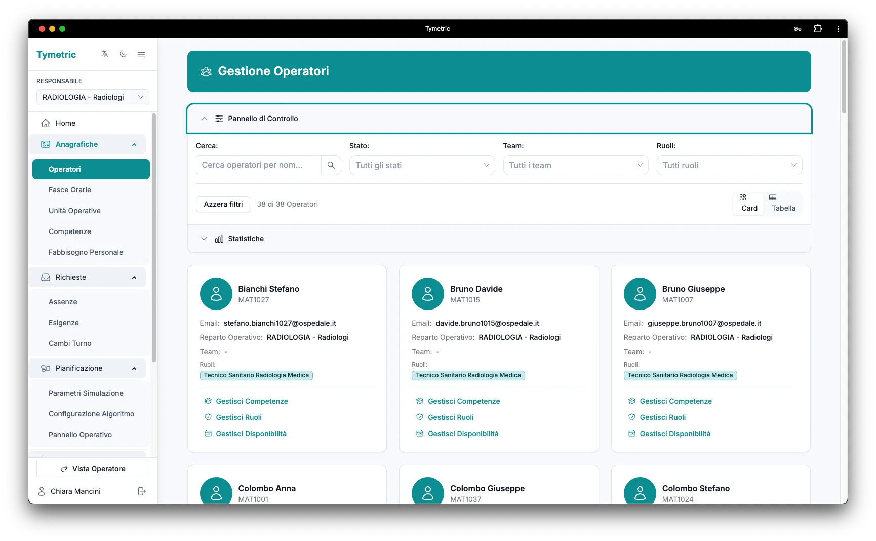 Gestione Operatori e Team - Tymetric