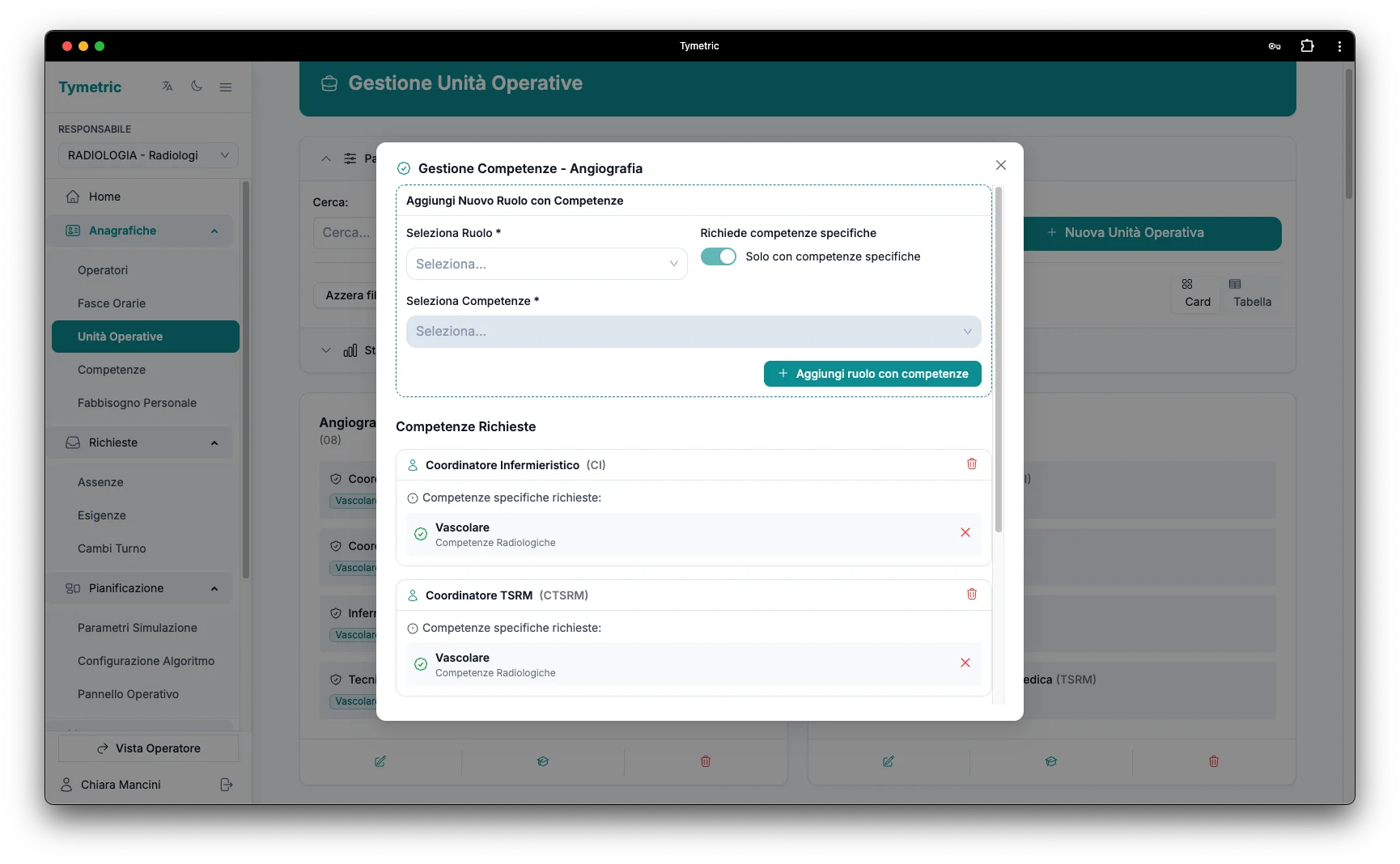 Gestione Unità Operative - Tymetric